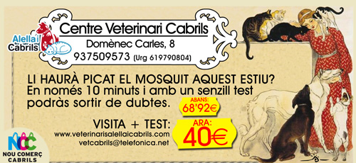 Flyer americà oferta especial destacada: Oferta Veterinaris Cabrils del Magazine del Nou Comerç Cabrils