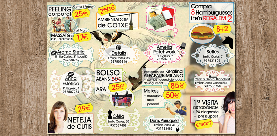 Disseny del Magazine Desplegable trimestral del Nou Comerç Cabrils 2014